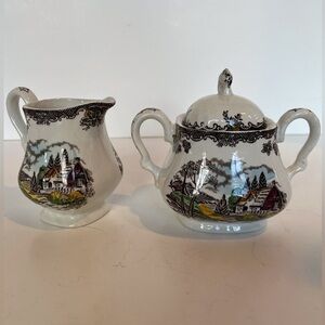 Myott Staffordshire Ware The Brook - Made in England Sugar Bowl and Creamer